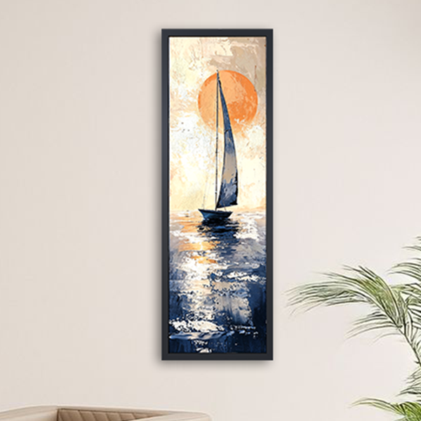 Sunset Sailboat Vertical Wall Art Frame