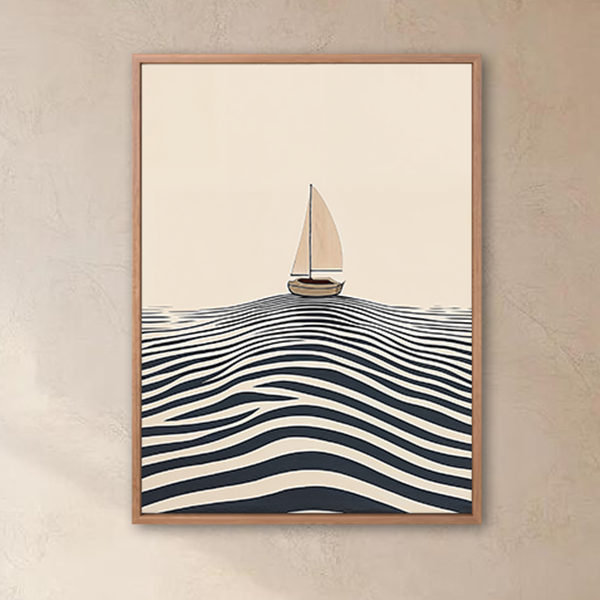 Sailboat Ocean Waves Wall Art Frame